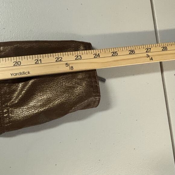 Bisou Bisou Women's Size Small Vegan Faux Leather Brown Metallic Moto Jacket - Picture 7 of 9